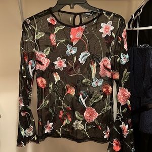 Embroidered lace top